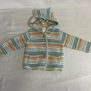GAP - Brannan colourful striped Bear cardigan sweater. 6-12 months